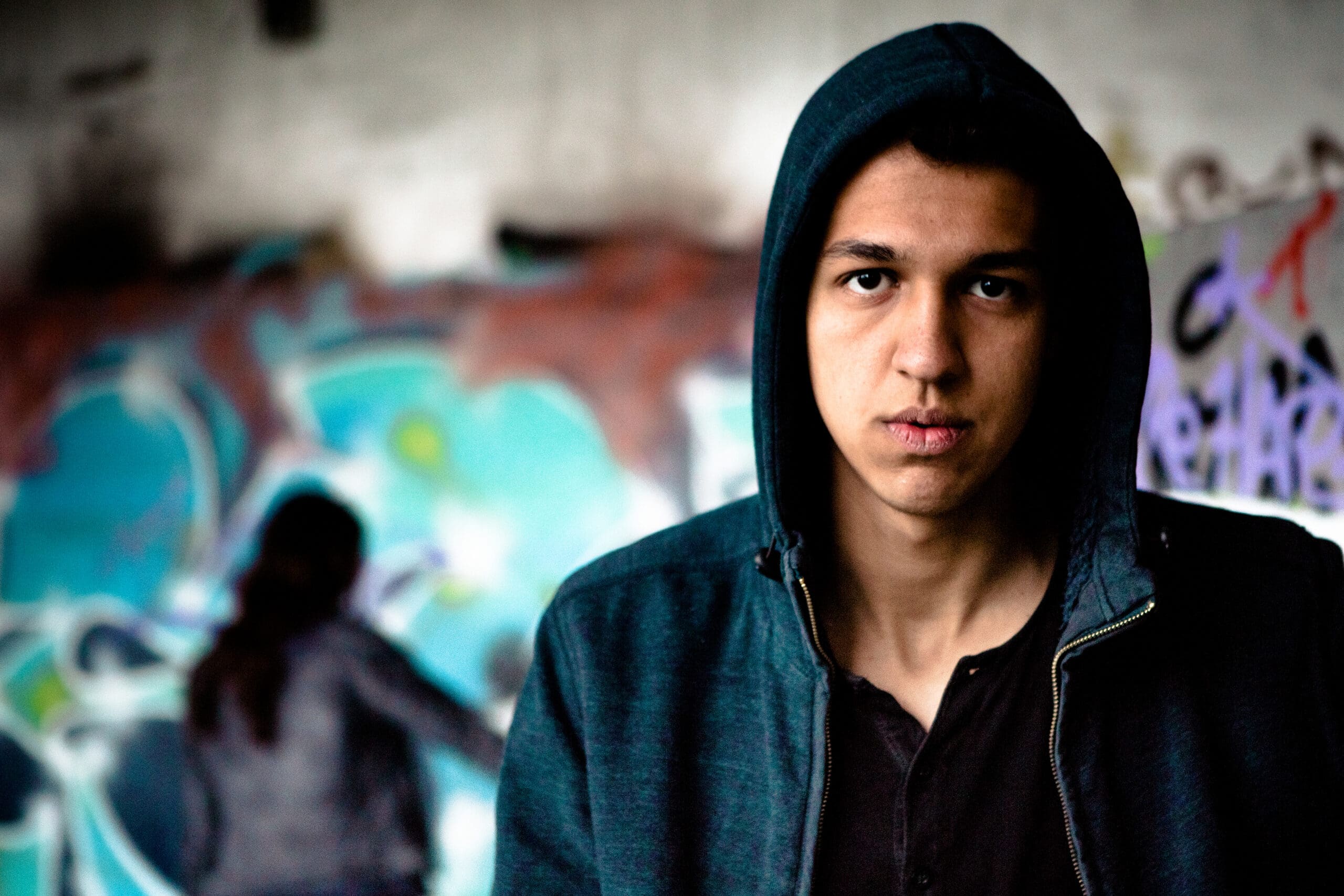 graffiti artist portrait in an empty ruin.
